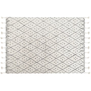 Tappeto cotone bianco sporco e nero 140 x 200 cm moderno orientale tribale nappe motivo geometrico