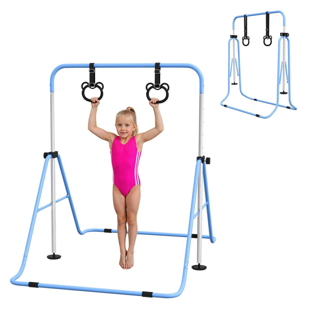 Barra di ginnastica per bambini ¨C Minimal ¨C regolabile in altezza, anelli, blu