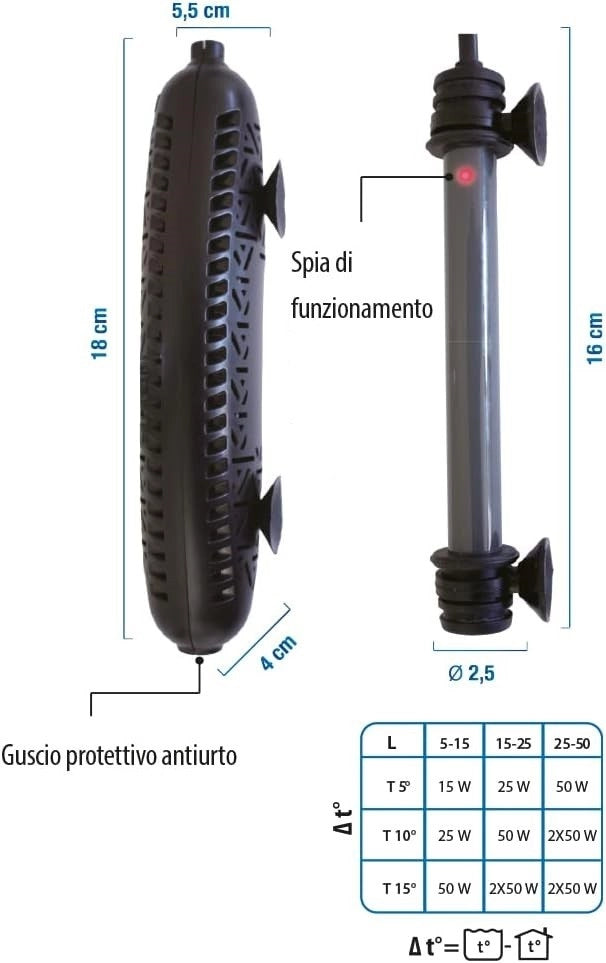Amtra Klima Nano Preset 25w - riscaldatore presettato 25°C per acquari e paludari