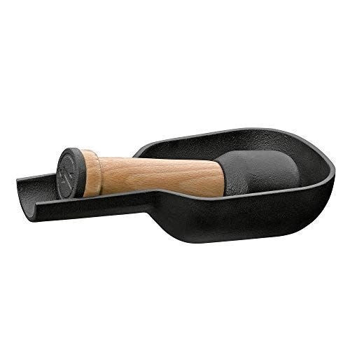 Zassenhaus M076097 Mortaio e Pestello in Ghisa con Beccuccio Versatore 17,5x9x5,5 cm colore Nero