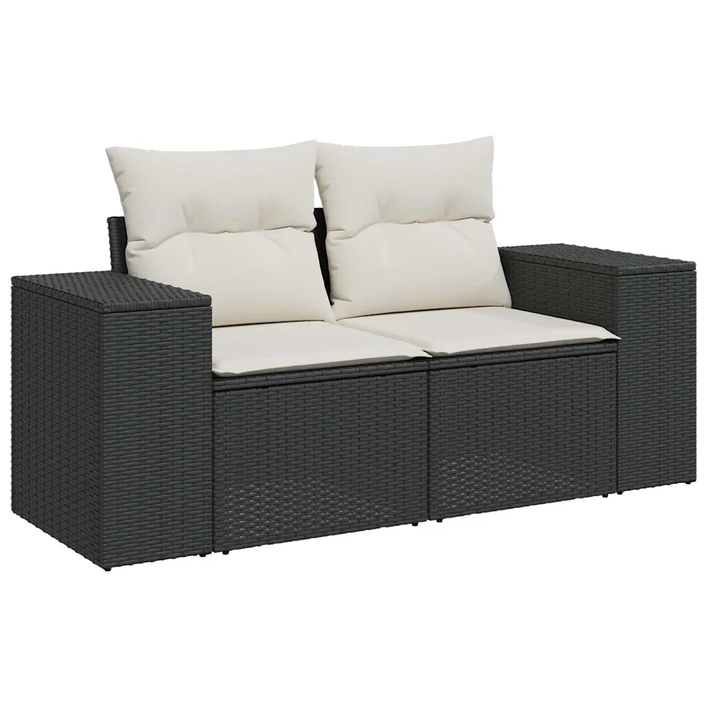 Set Divano da Giardino 6 pz con Cuscini Nero in Polyrattan 3326727