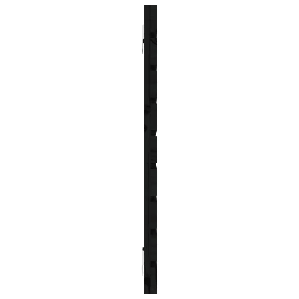 Testiera | Testata da Parete Nera 126x3x63 cm in Legno Massello di Pino