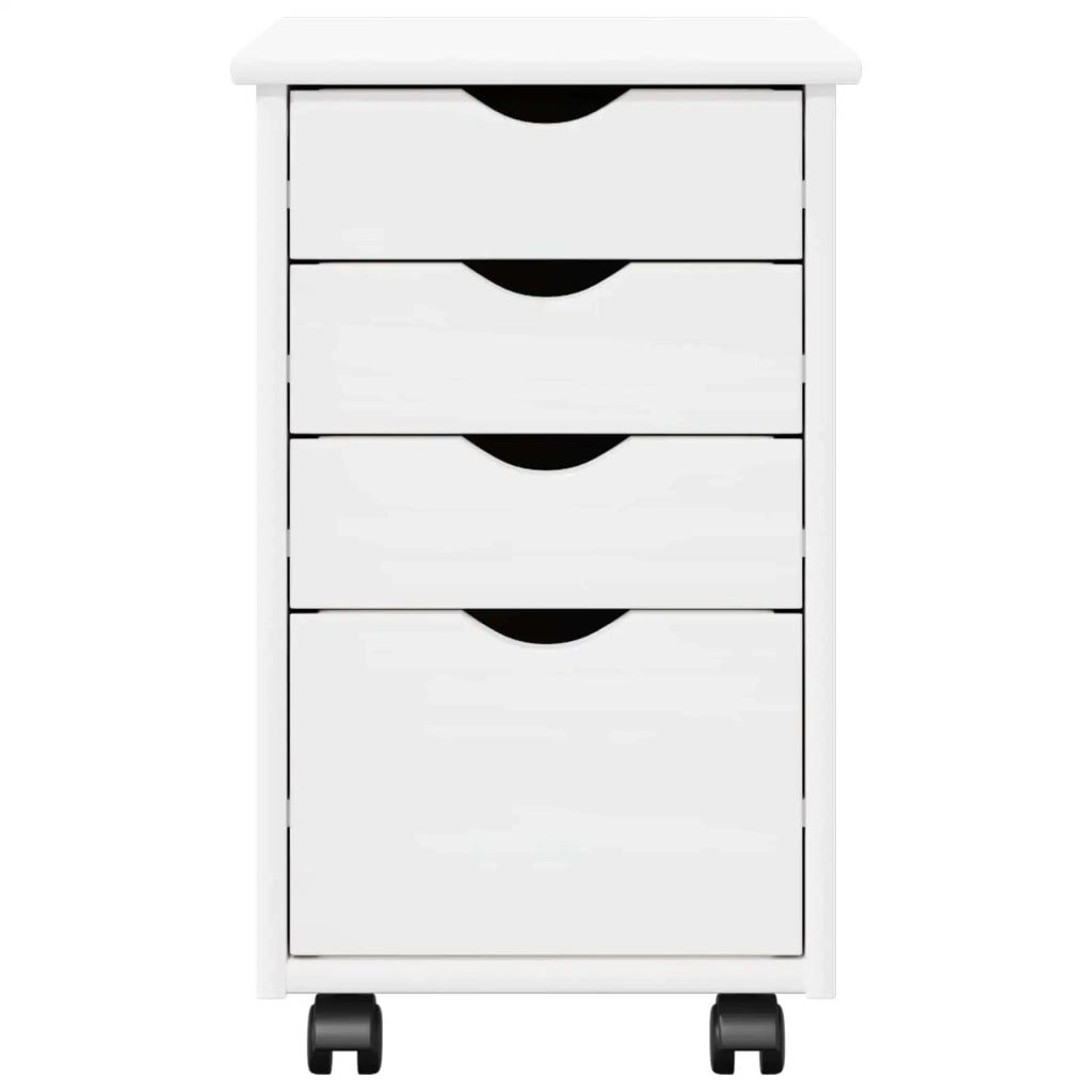 Mobile con Ruote Bianco 34 x 39 x 56 cm Legno di pino massiccio 42028341