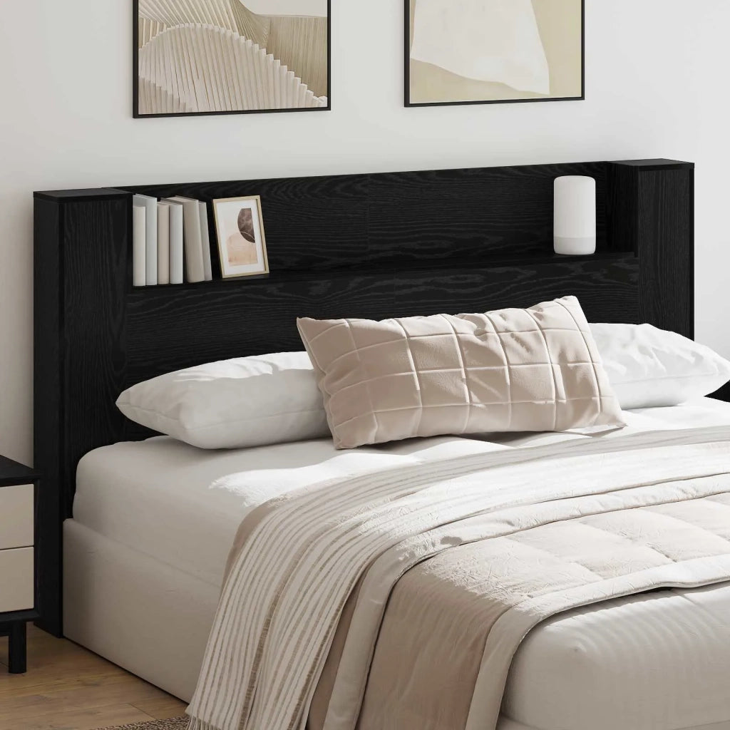 Testata con Mobile e LED Rovere Nero Legno ingegnerizzato 8006575