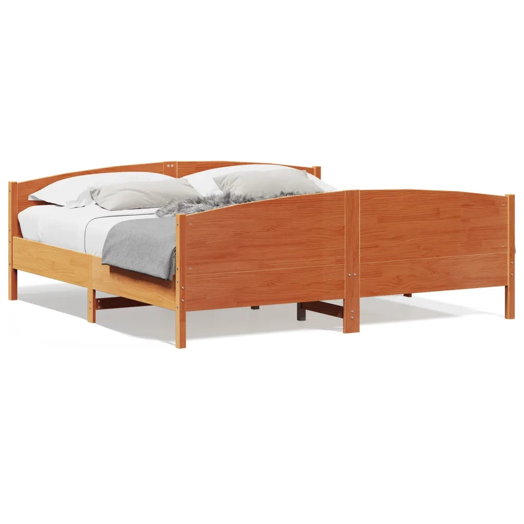Giroletto senza Materasso-Struttura Letto Marrone Cera 180x200 cm Legno di Pino 425019