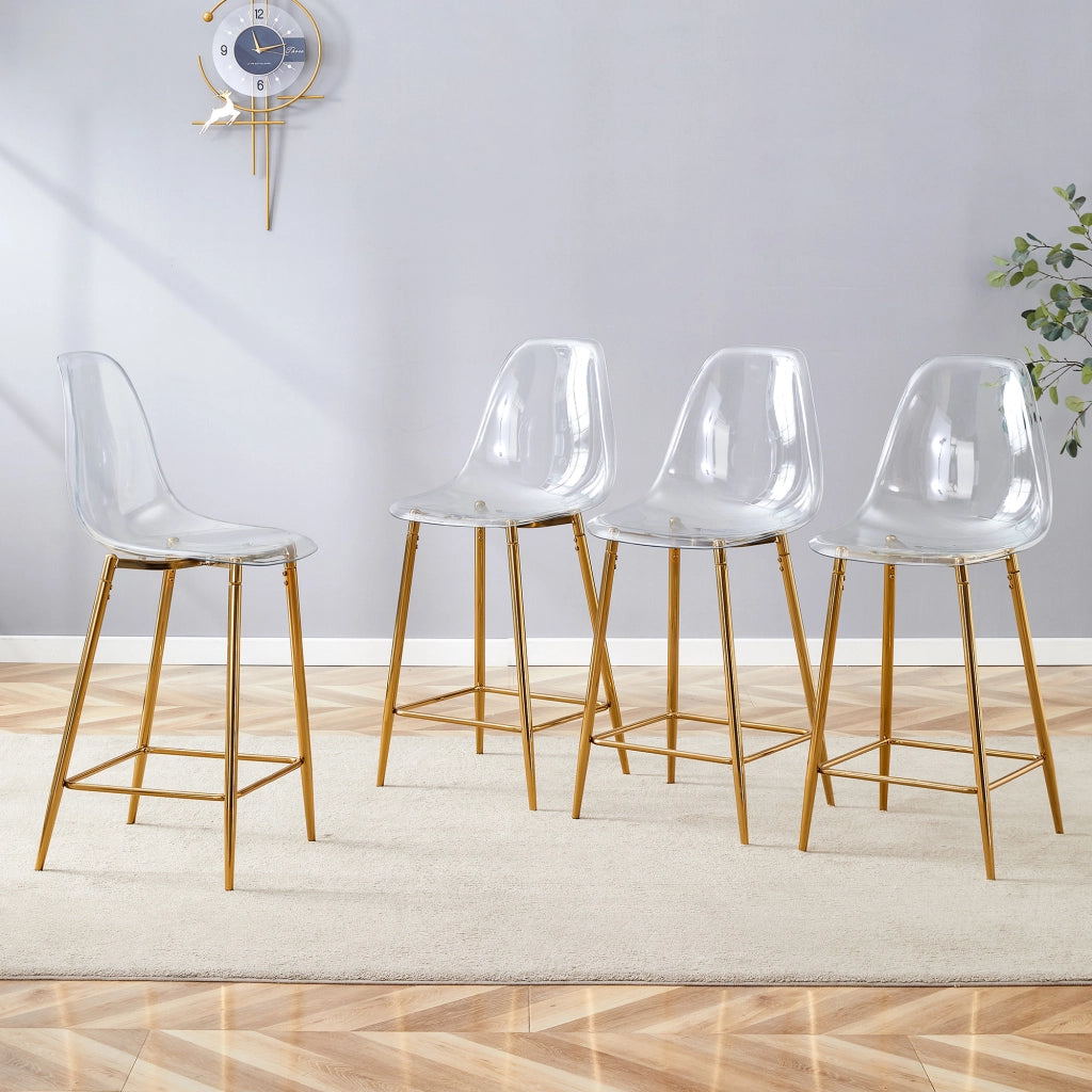 Set di 4 sgabelli da bar trasparenti con struttura in metallo argento/oro/nero, sedie dal design moderno per cucina, bar o sala da pranzo (solo sedie,