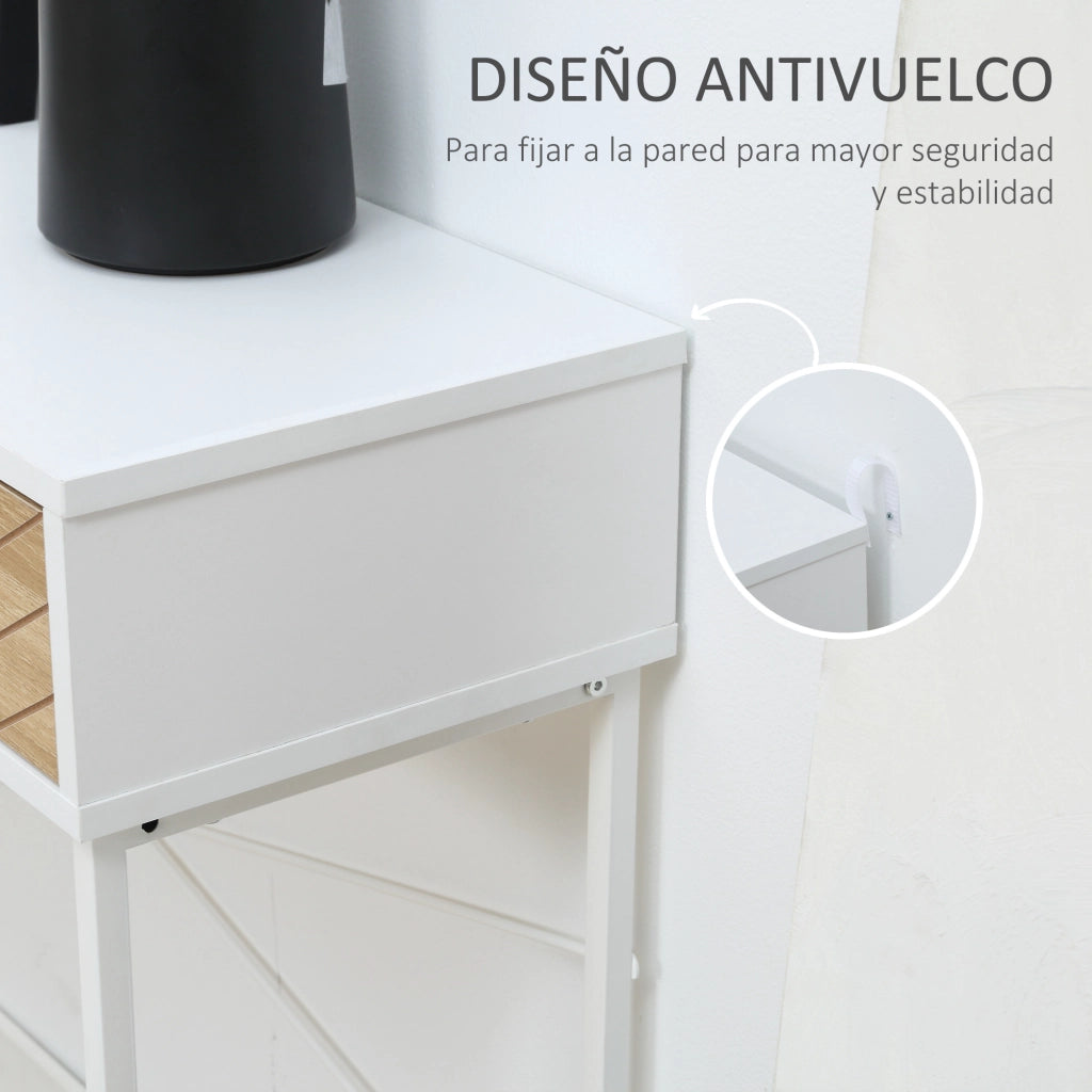 Tavolino da caff¨¨ con 2 cassetti ¨C zephmum ¨C bianco e rovere