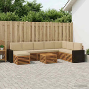 Set di divani da esterno 9 pz Naturale e Beige 3384754