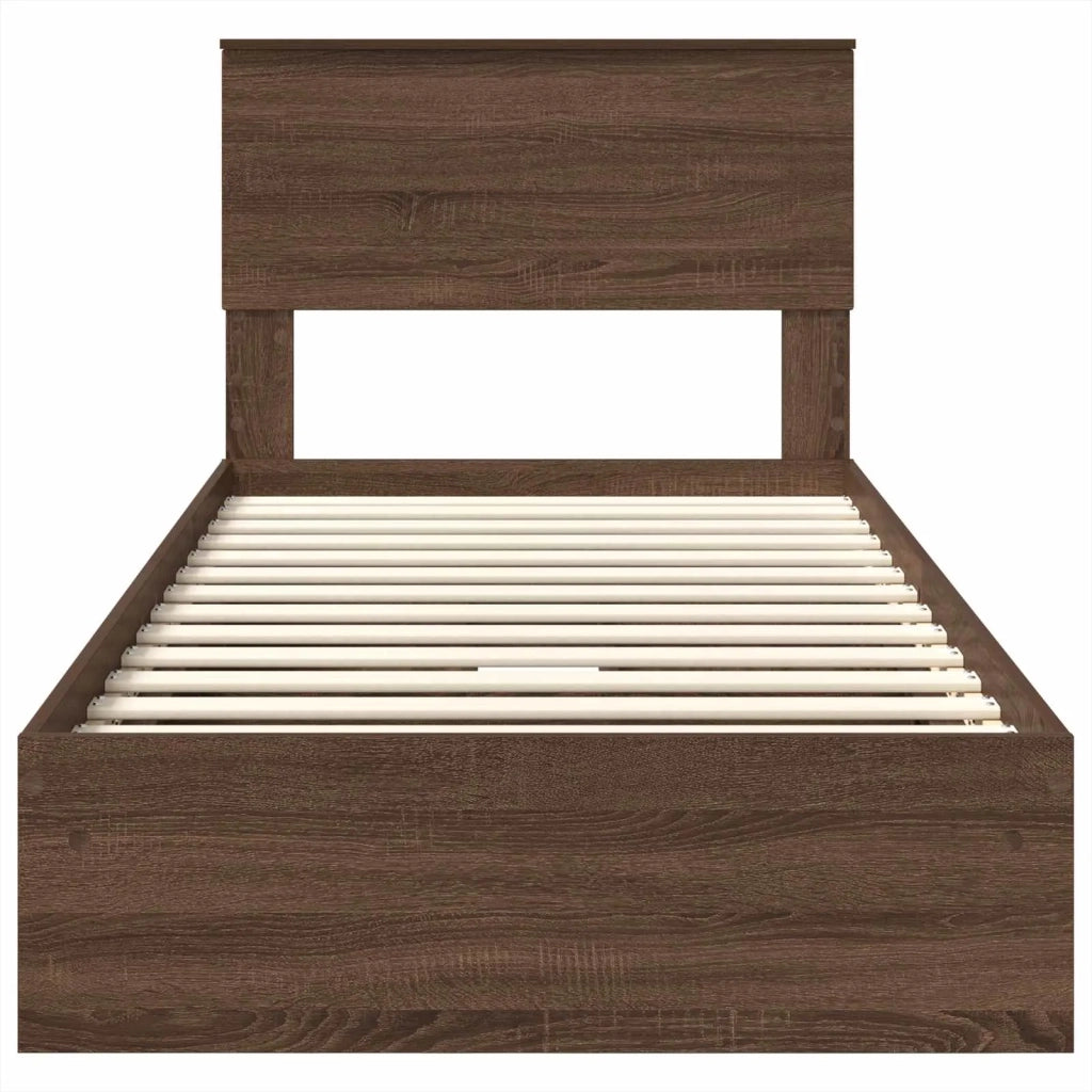 Letto con Contenitore con testiera-Struttura Letto con contenitore Rovere Marrone 75 x 190 cm 518176
