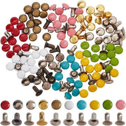 300 pezzi 10 colori Mini Viti a Stelo, 0,16 pollice - Ottone Doppie Caps - Artigianato in Pelle Viti a Stelo - Viti a Stelo a Canna - Per Abbigliamento Pop - Cucire Portafoglio - Creare Abbigliamento Artigianato .