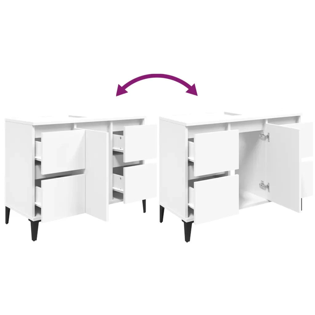 Mobile Lavabo Bianco 80x33x60 cm in Legno Multistrato 821276