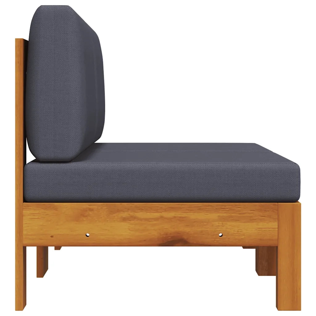 Divani Centrali 2 pz con Cuscini Grigio Scuro Massello Acacia 310639
