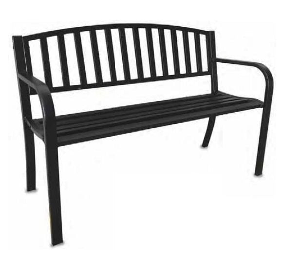 PANCHINA DA GIARDINO IN ACCIAIO NERO HOLLYWOOD PER ESTERNO 120X50X75H CM