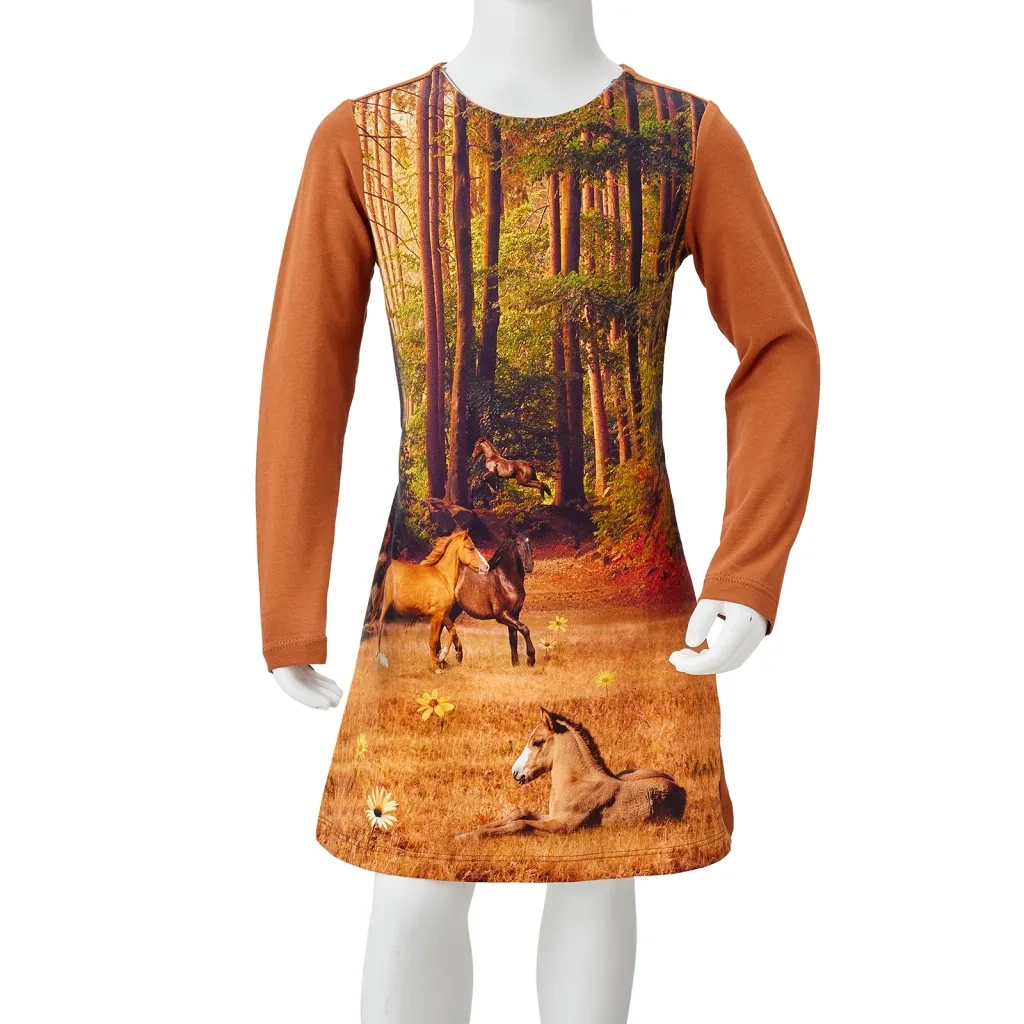 Abito da Bambina a Maniche Lunghe Cognac 92 CFW8302620