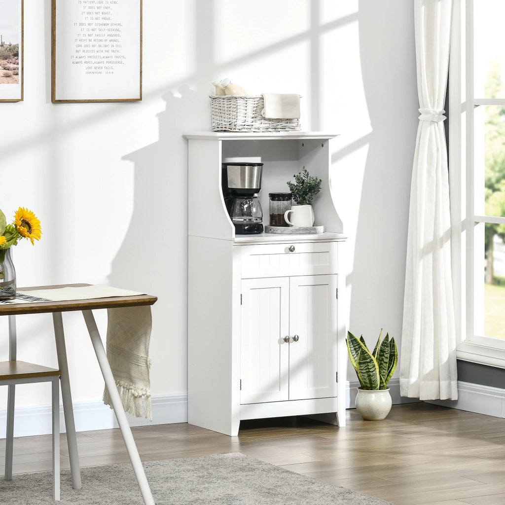 Mobile cucina con microonde e cassetto ¨C Minimal ¨C 60x40x122,5 cm bianco