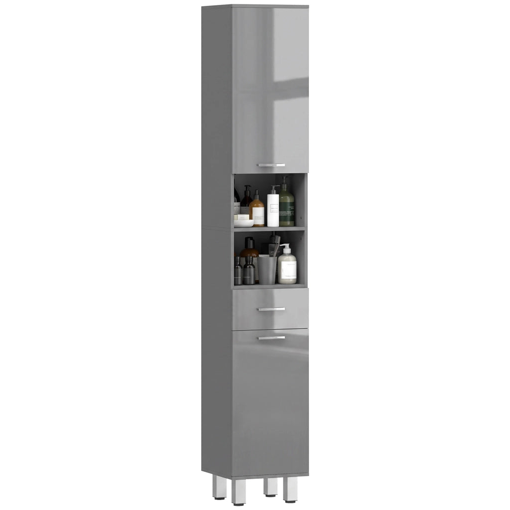 Armadietto Bagno con Ripiani e Cassetti Regolabile ¨C Minimal ¨C Grigio