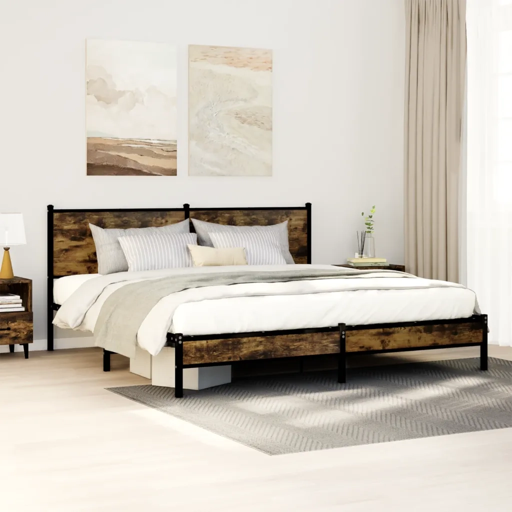 Giroletto senza Materasso in Metallo-Struttura Letto Rovere Fumo 180x200 cm 750936