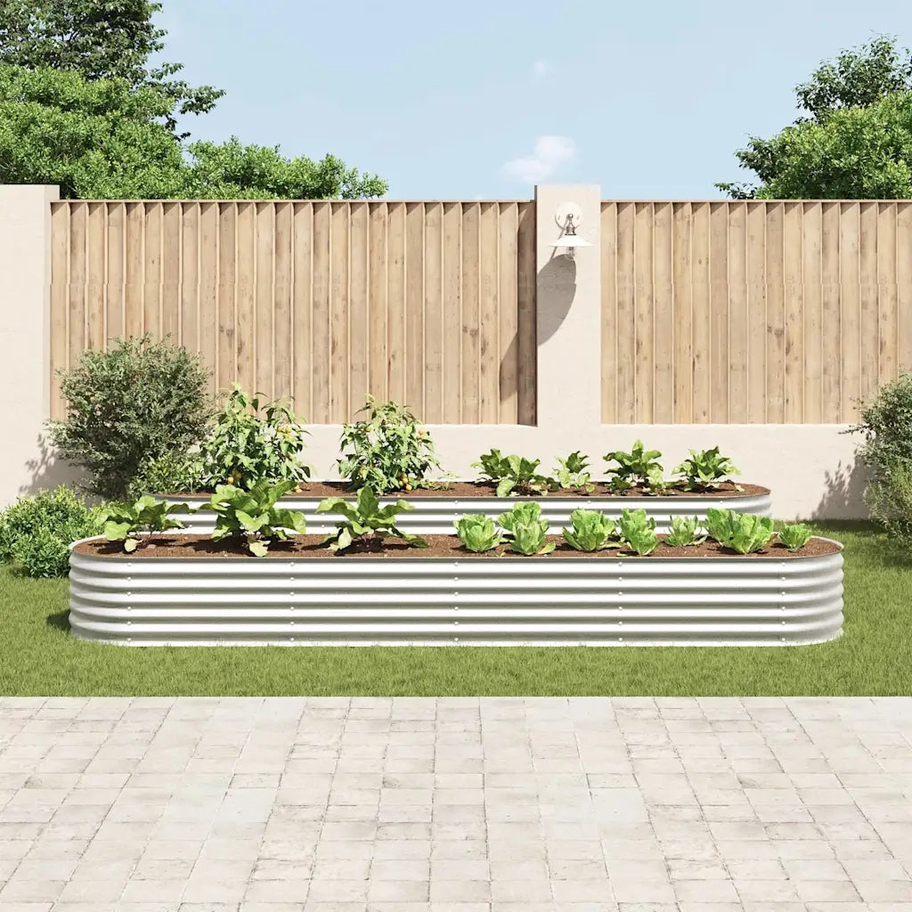 Letto Rialzato Giardino 400x80x44 cm in Acciaio Zincato Argento 45516