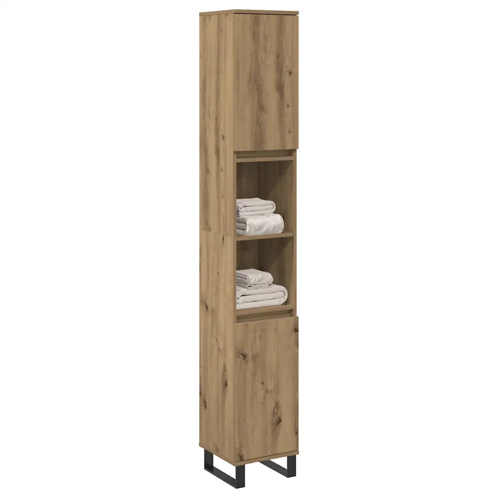 Armadietto da Bagno | Armadio da bagno Rovere Artigianale 30x30x100 cm Truciolato