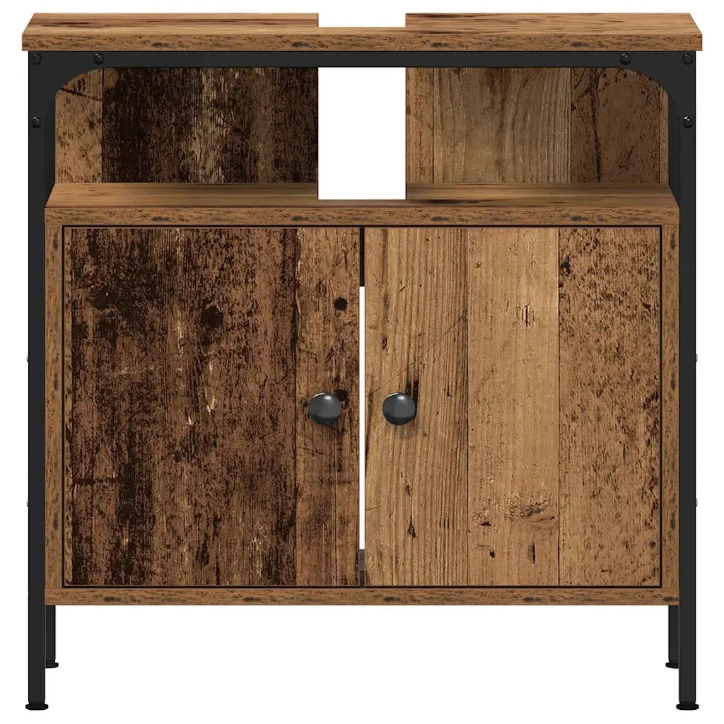 Set di mobili per il bagno con lo scaffale 4 pcs Legno vecchio 3332601