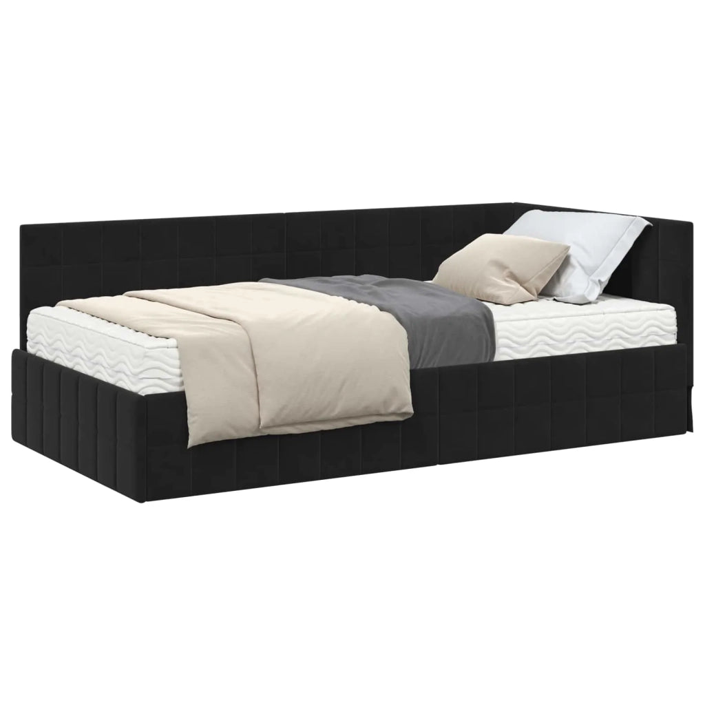 Struttura Letto Angolare con Materasso 2 pcs Nero Velluto 3393953