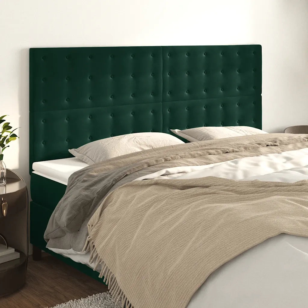 Testiera | Testata Verde Scuro 160x5x118/128 cm Velluto