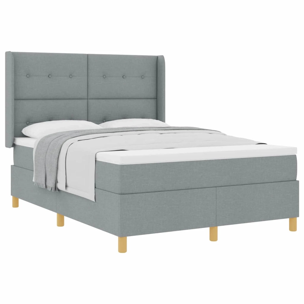 Letto a Molle con materasso Grigio chiaro 140 x 200 cm Tessuto