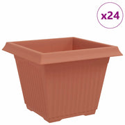 Fioriere | Cassetta per fiori | Vaso quadrato per fiori 24 pz Rosso Mattone 43 x 43 x 33,5 cm