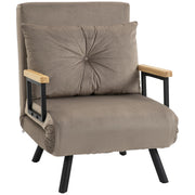 Poltrona Letto Imbottita 3 in 1 con Schienale Reclinabile in 5 Posizioni e Cuscino, 63x73x81 cm, Grigio