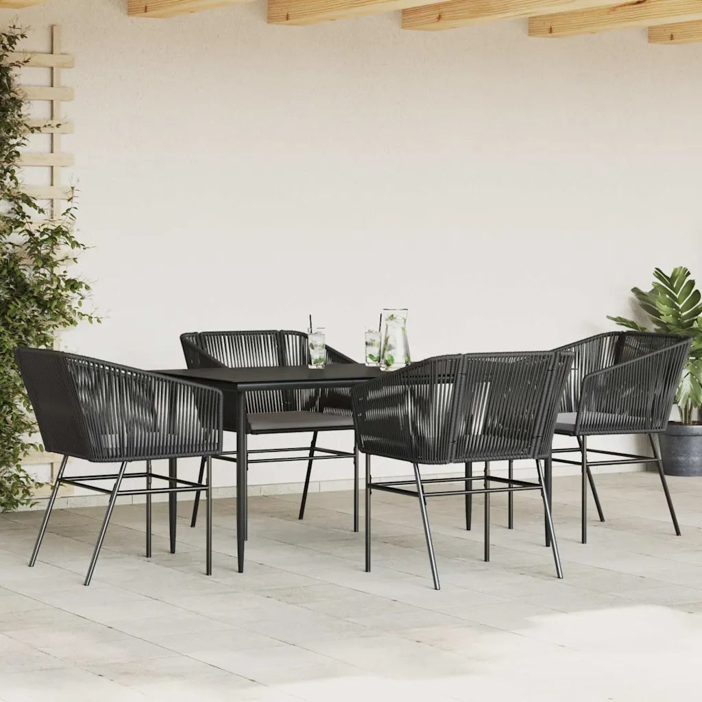 Set da Pranzo da Giardino con Cuscini 5 pz | Set Salotto da Giardino Polyrattan Vetro