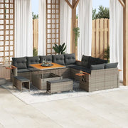 Set Divano da Giardino con cuscino 17 pcs Grigio polyrattan