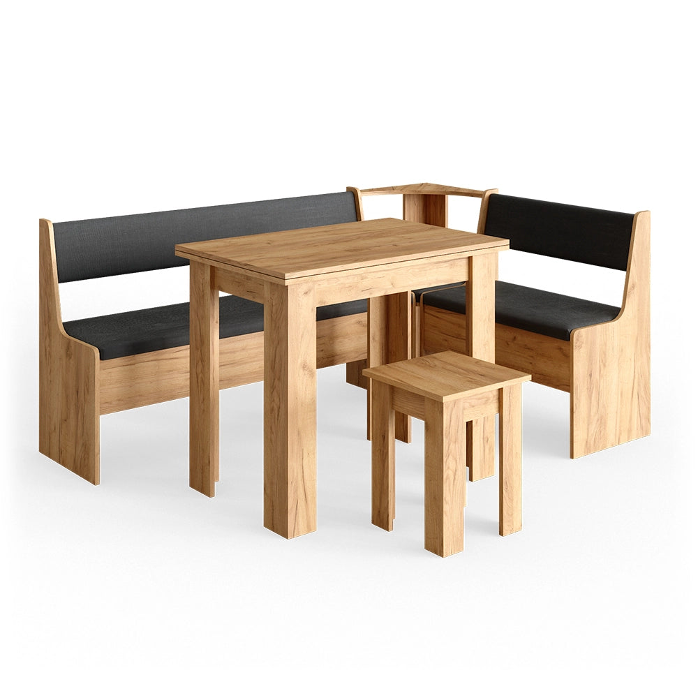 Vicco Gruppo panca ad angolo Quercia dorata 136.6 x 60 cm con tavolo