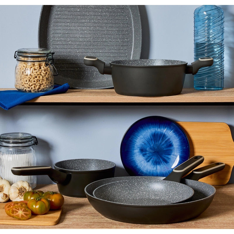 Set di 6 Casseruole Alluminio Forgiato 1m 16 Grit Stone Manico Soft Touch Fondo Induzione