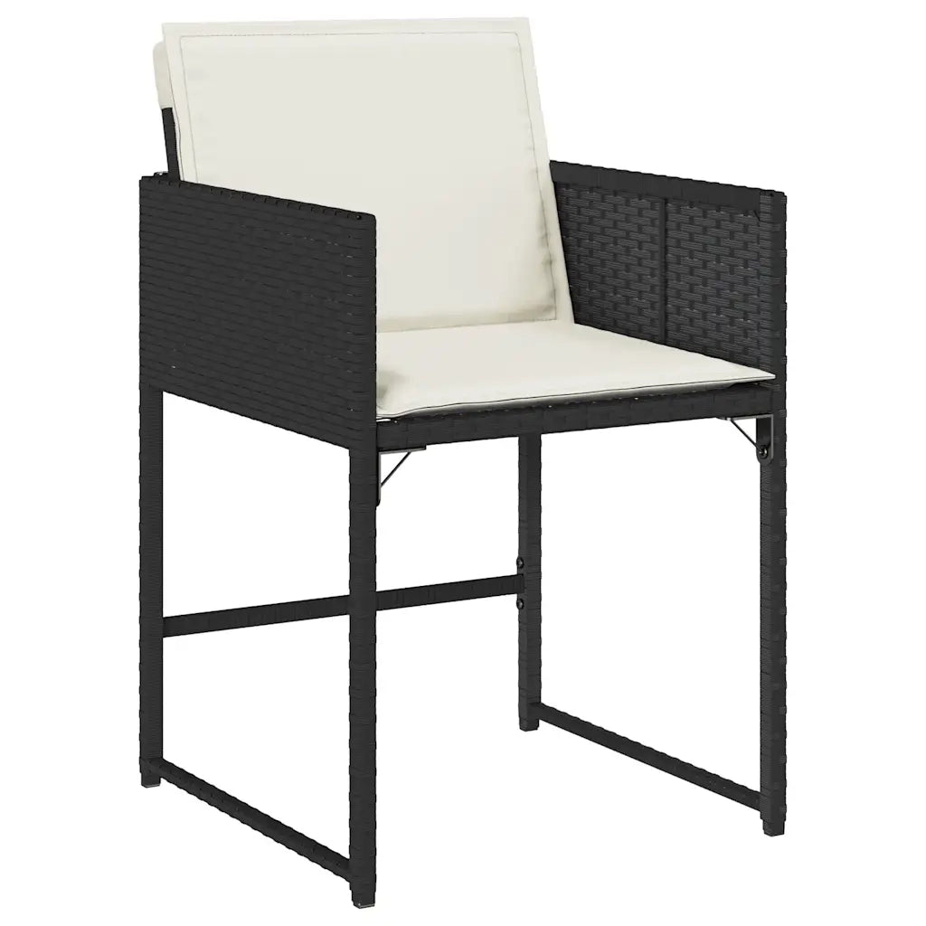 Set da Pranzo da Giardino 15 pz con Cuscini Nero in Polyrattan 3278177