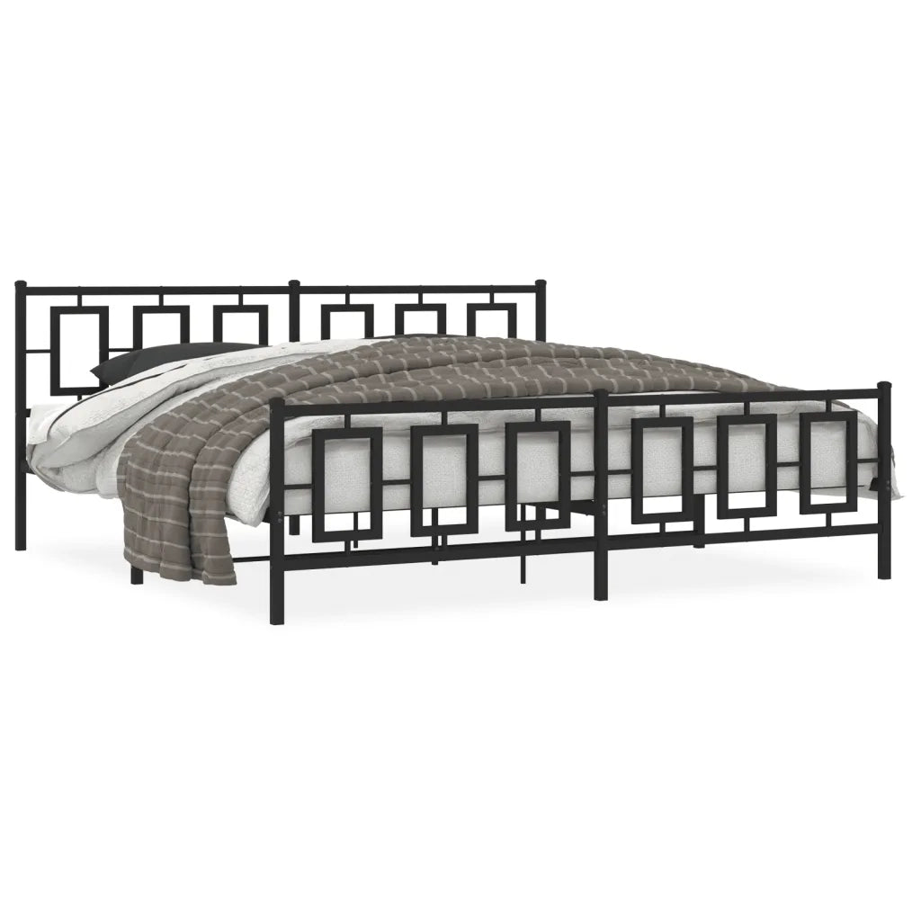 Giroletto con Testiera e Pediera Metallo Nero 193x203 cm 374265