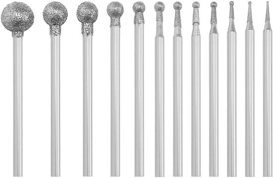 Set di Braam Diamant - 12 pezzi - Pistole 0,5-8 mm - Compatibile con Attrezzi Rotanti - Metallo Duraturo - Diametro della testa 2,35 mm