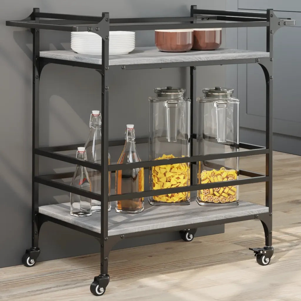 Carrello da Cucina Grigio Sonoma 82x40x78,5cm Legno Multistrato CFW2367923