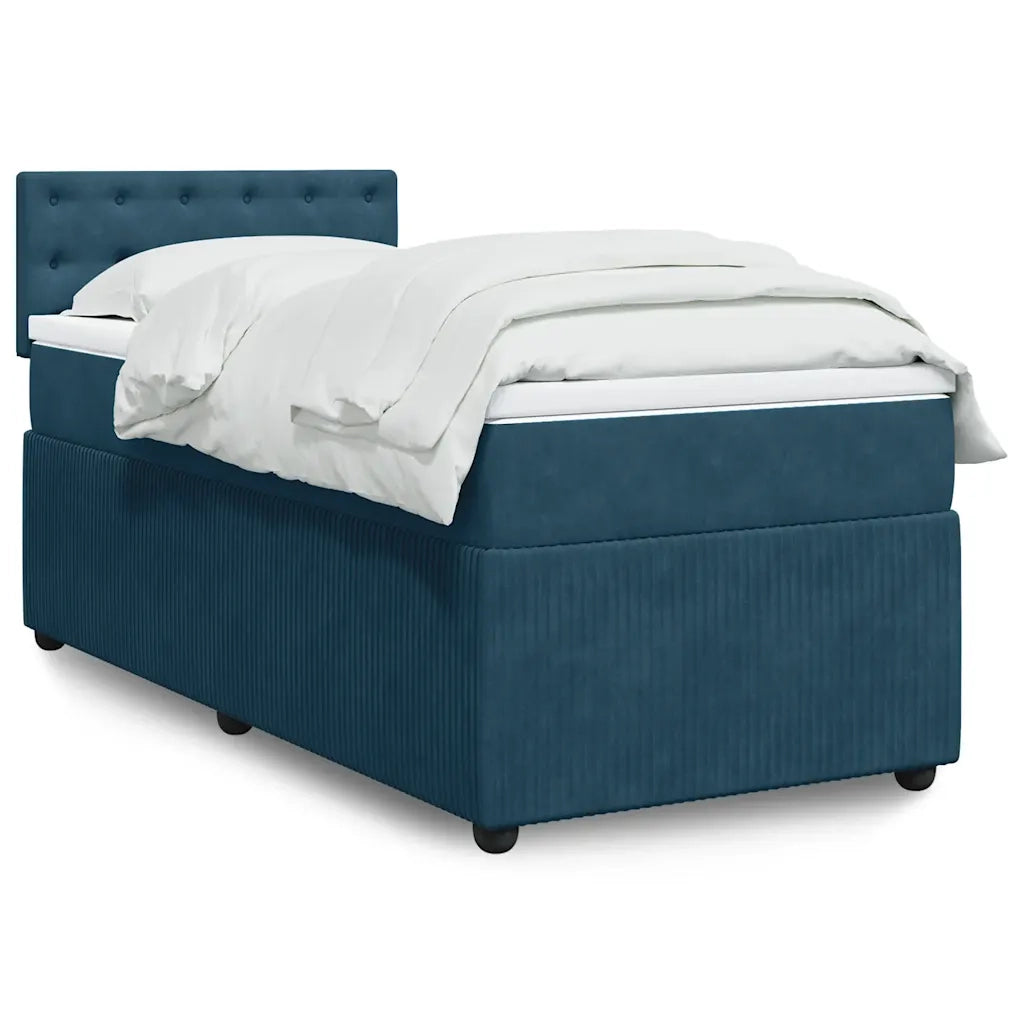 Giroletto a Molle con Materasso Blu 90x190 cm in Velluto