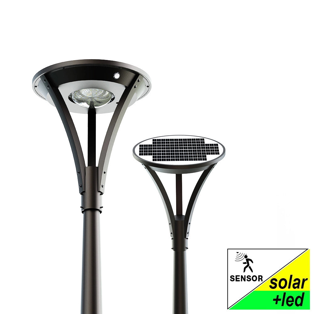 LMS31 Faro Solare per Lampione Led 3000 Lm, Pannello Incorporato e Crepuscolare