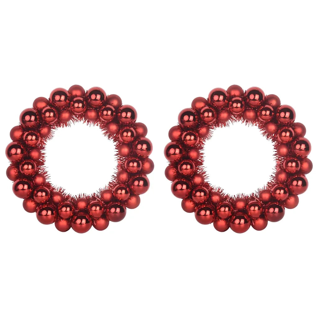 Corone di Palline di Natale 2 pz Rosso 33 x 33 x 7 cm CFW8664082