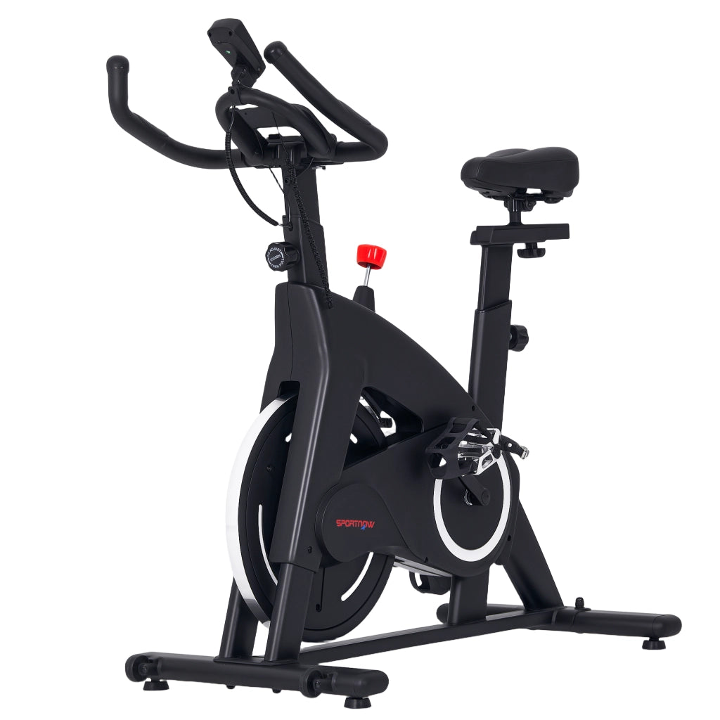 Bicicletta da fitness ¨C Minimal ¨C nero, sella e manubrio regolabili, schermo LCD, supporto tablet