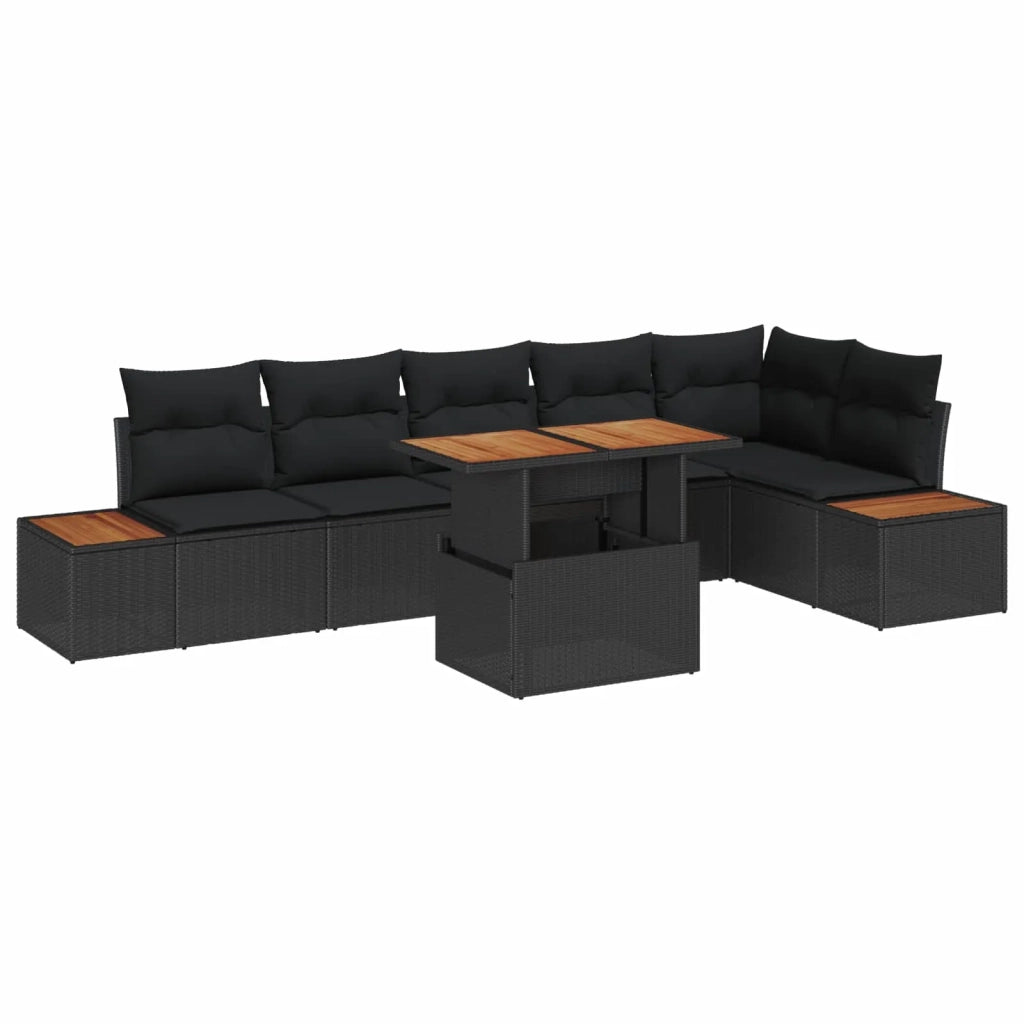 Set Divano da Giardino con archiviazione 7 pcs Nero Poly Rattan 3358812