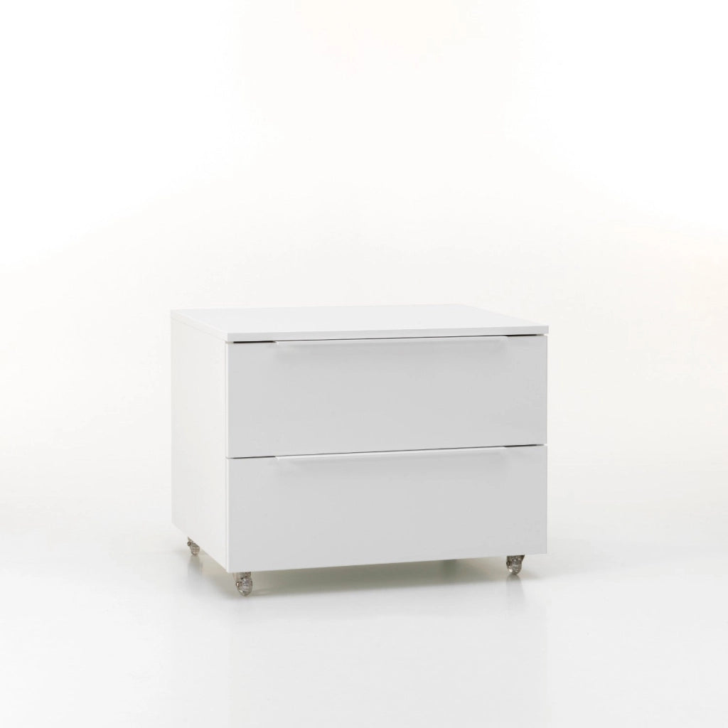 Cassettiera con Ruote 2 Cassetti 70x52x57 cm in Legno TFT Kato Bianco Opaco