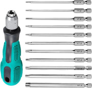 Set di chiavi Torx da 12 pezzi con bit Torx 100 mm - T6 T7 T8 T9 T10 T15 T20 T25 T27 T30 T40 - per viti Torx martello a percussione.