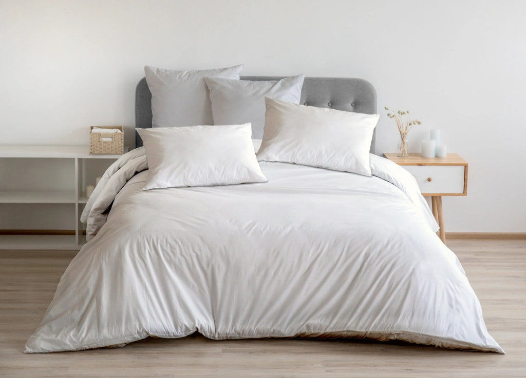 Completo Lenzuola In 100% Cotone Percalle Made In Italy Tinta Unita - Singolo - Bianco