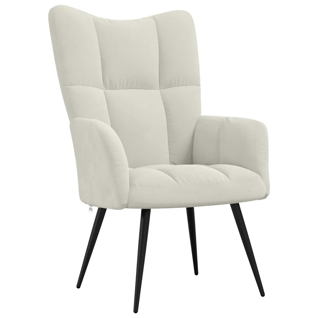 Poltrona Relax con Poggiapiedi Bianco Crema in Velluto 328093
