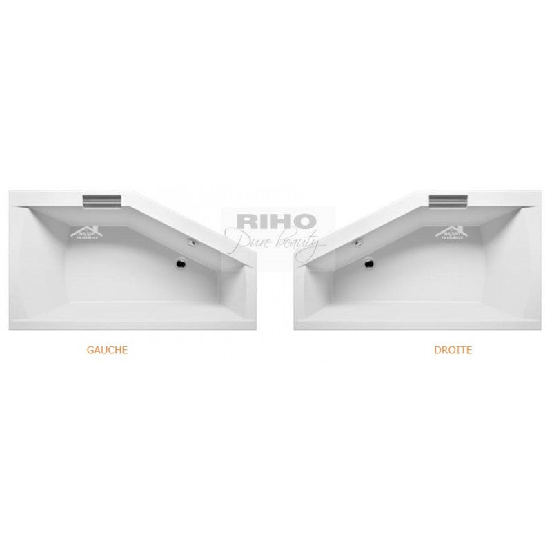 RIHO Vasca da Bagno Angolare Sinistra in Acrilico GETA 160x90 cm con Maniglia Integrata