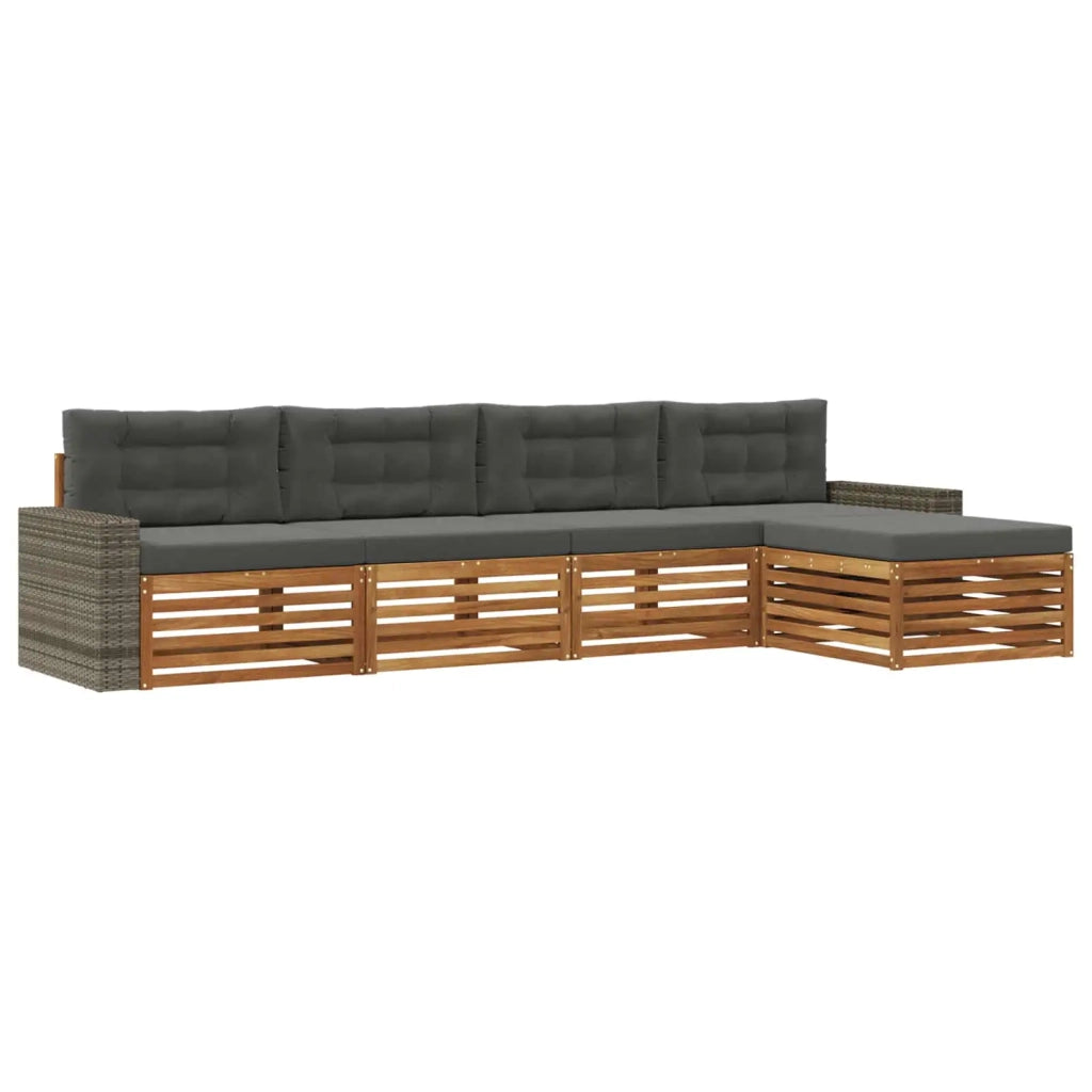 Set di divani da esterno 5 pcs Naturale e Antracite Poliestere 3383250