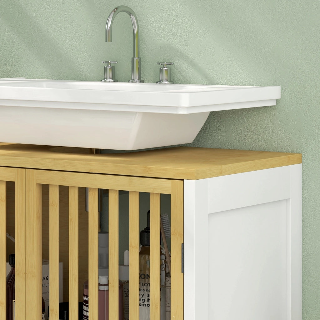 Mobile sottolavabo con ante e ripiano regolabile ¨C Xylo ¨C Bamb¨´ e MDF 60x30x70 cm