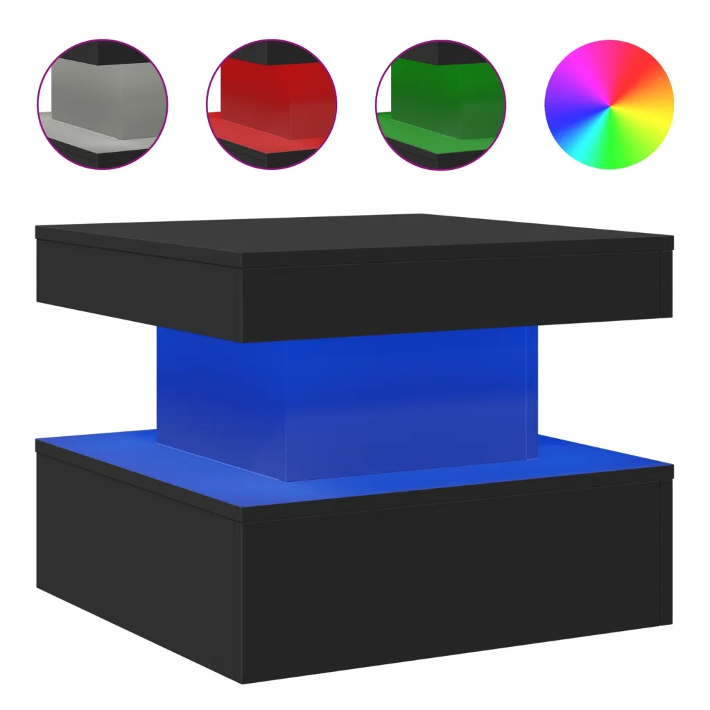 Tavolino da Salotto con Luci LED-Tavolino da soggiorno Nero 50x50x40 cm 853446